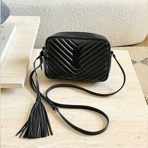 YSL Black on Black Quilted Camera Bag